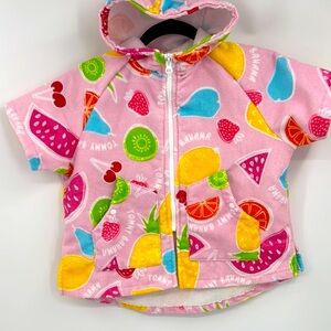 Tommy Bahama Girls Terrycloth Fruit Print Hooded Robe Beach Swim CoverUp